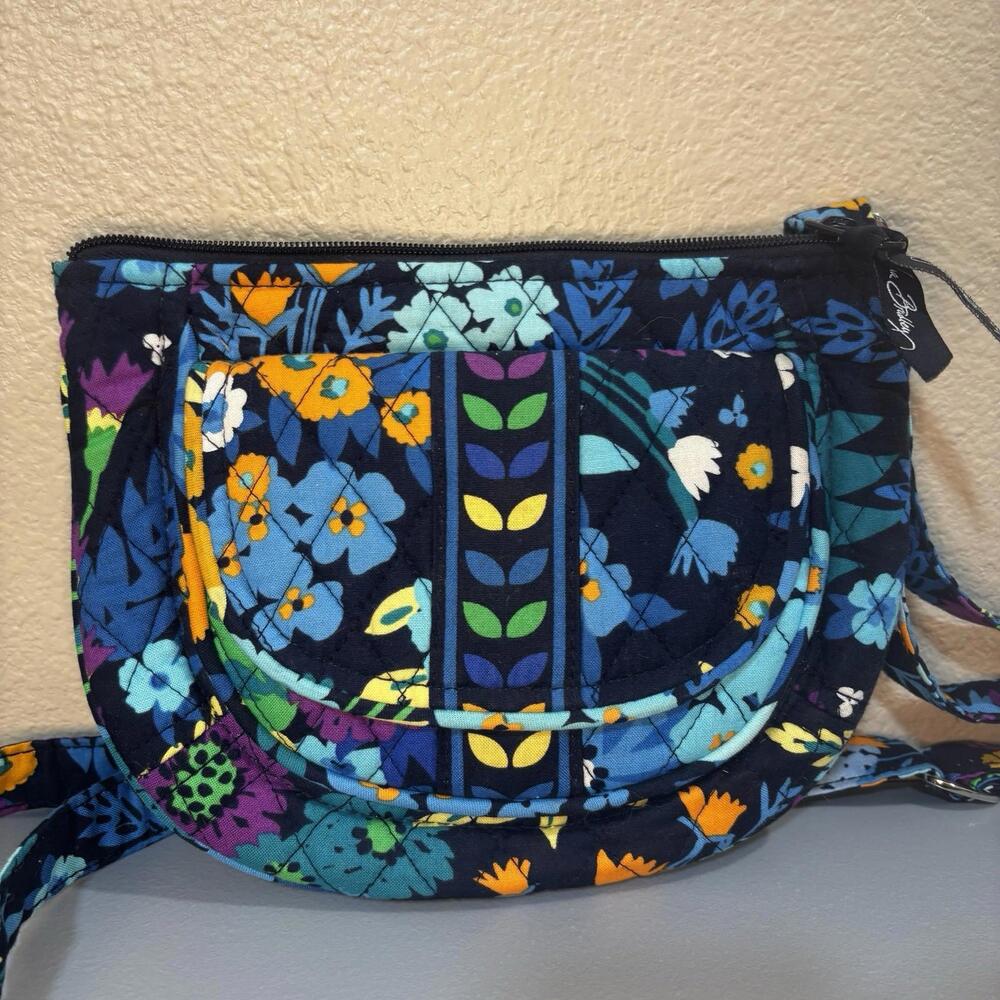 Vera Bradley Midnight Blues Crossbody Bag Purse Handbag Floral Front Pocket